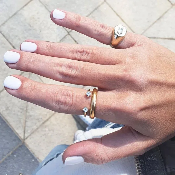 Diamond Toi et Moi Stackable Open Ring in 14K Solid Yellow Gold 0.23 TCW - Picture 3 of 4